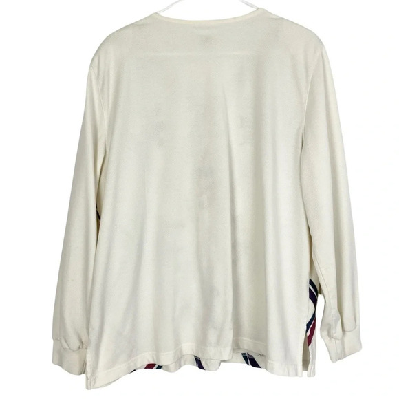 Vintage 90s Granny Top Sweatshirt Tunic Shirt Womens XL Embroidered Floral - Picture 2 of 14